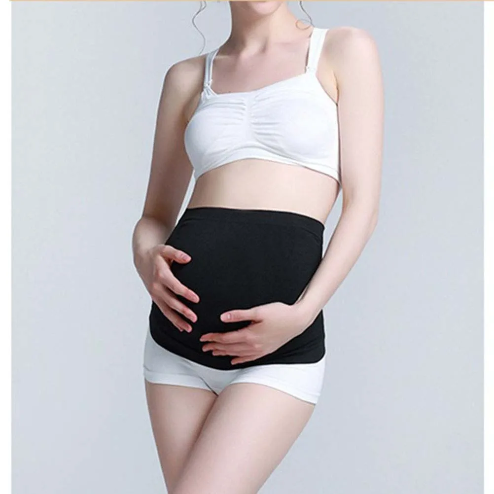 Maternity Belt For Pregnant Women Care Breathable Seamless Stomach Lift Belt Pressure Relief Waistband 2Xl Black