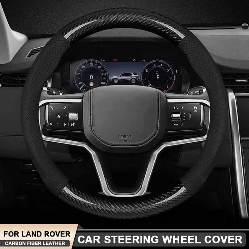 

Car Carbon Fiber Leather Steering Wheel Cover For Land Rover Range Rover SVR Discovery 3 4 5 Evoque L Velar Freelander Defender
