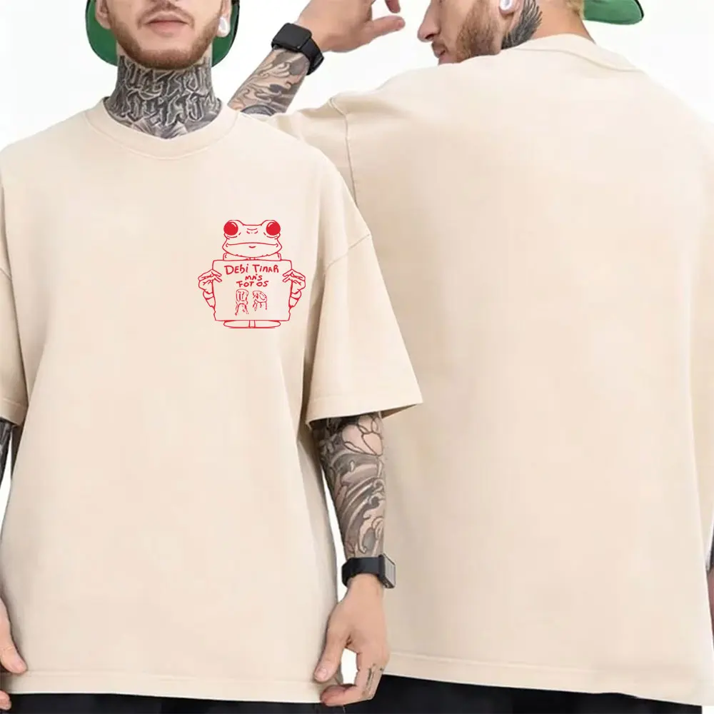 

Rapper Bad Bunny Vintage Washed Khaki T-shirt Debi Tirar Mas Fotos DTMF World Tour T Shirts Men Women Fashion Hip Hop T-shirts