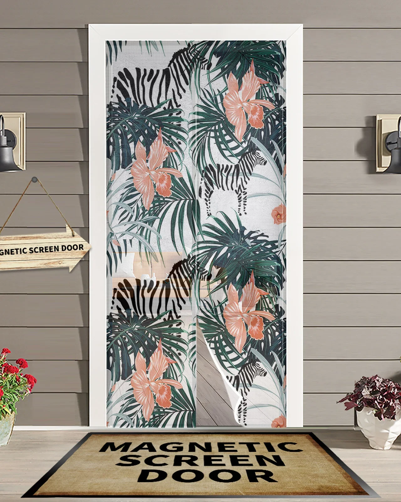 Turtle Plant Flowers Zebra Summer Magnetic Screen Door Curtain Anti Mosquito Net Insect Fly Bug Kitchen Curtains