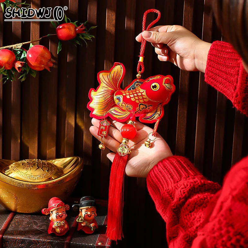 car Spring Festival Red Pendant Lucky Bag Lantern Small Ornaments For Living Room Chinese New Year Decoration