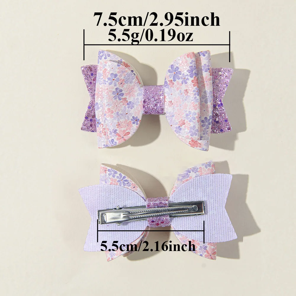 4가지 스타일의 나비 머리핀, 아이들용 리본 헤어핀, 정교한 소녀 패션 귀여운 화려한 바레트 클립, 프린트된 아기 헤어 액세서리