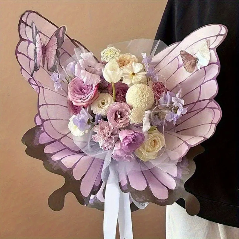 20 Stück Schmetterling Blumen Geschenkpapier Premium Blumenstrauß Verpackungsblätter für Blumenladen Hochzeit Party Dekoration Zubehör