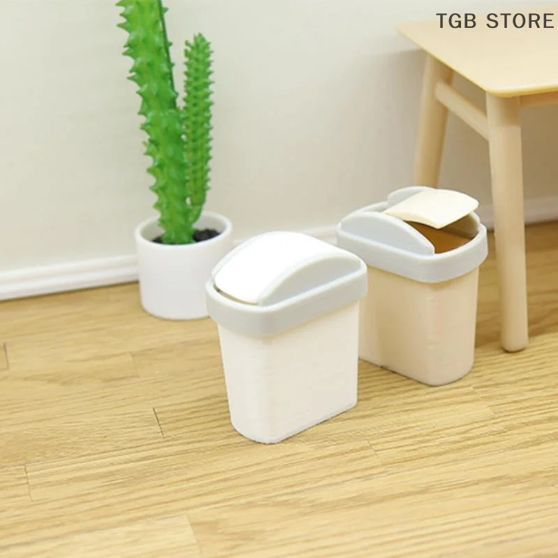 1Pcs Mini Flip-Cover Mülleimer Mülleimer Mini Abfall Bin Miniatur Spielzeug Modell Szene Puppe Haus Zubehör Simulation
