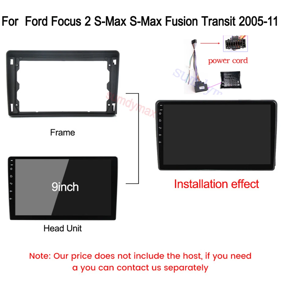 

2 Din 9 Inch Car Radio ABS+PC Plastic Fascia Panel for Ford Focus 2 S-Max S-Max Fusion Transit Fiesta Galaxy Kuga Car panel