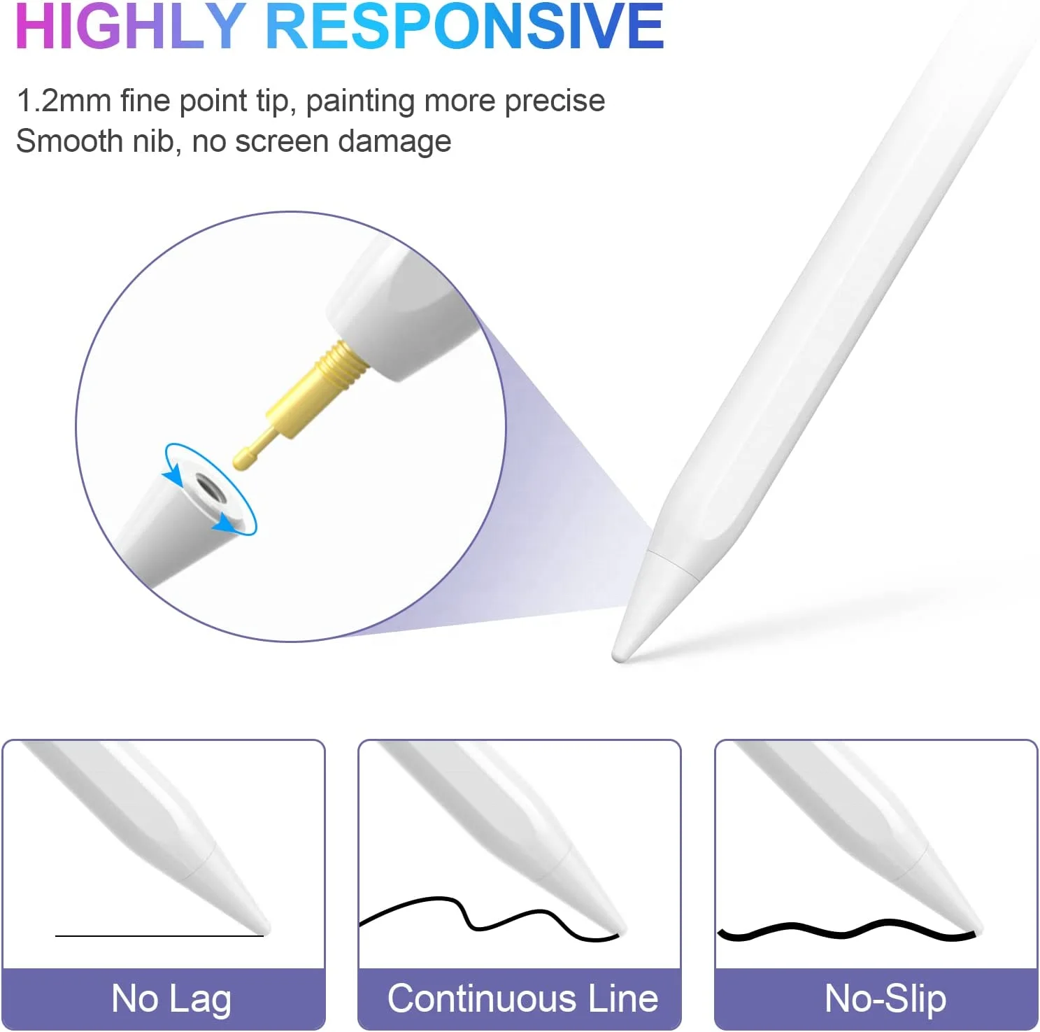 Palm Rejection Active Tablet Disc Metal Capacitive Universal Pencil Stylus Pen For iPad Touch Screens