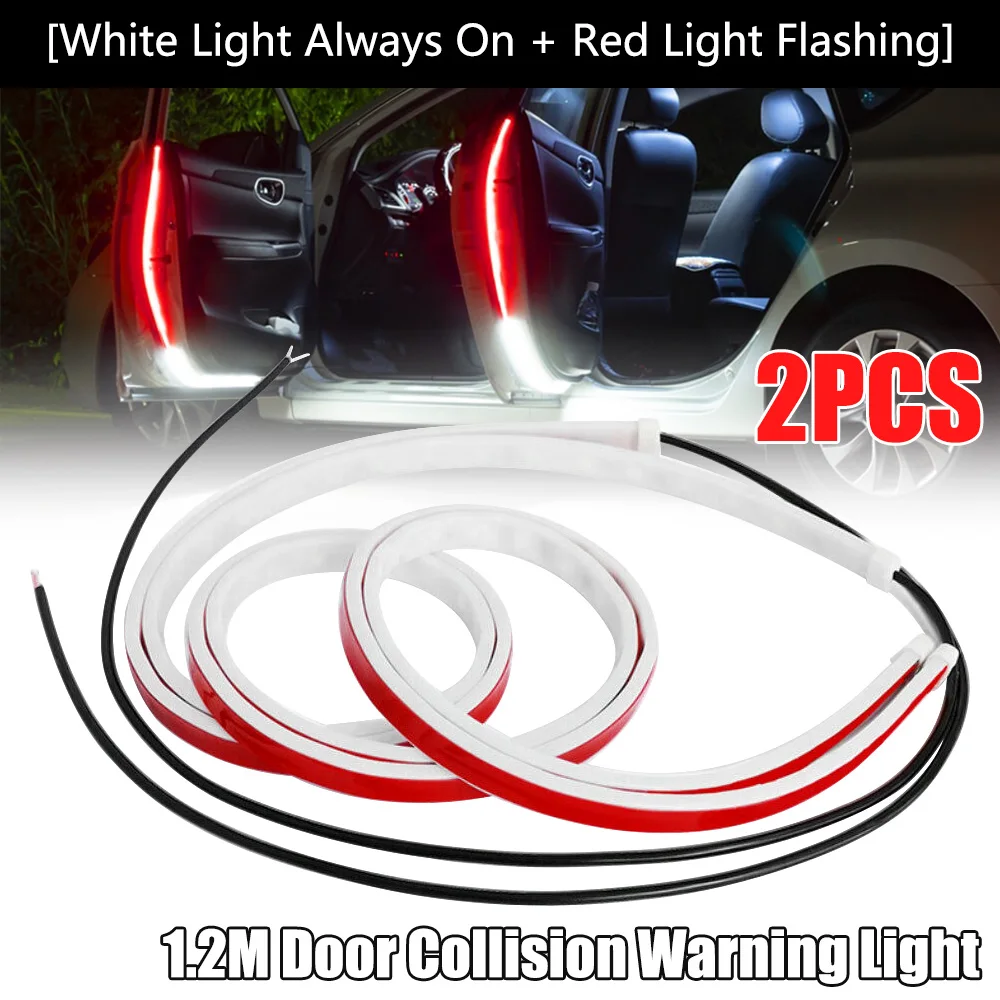 

2PCS Car Door Opening Warning 168LED Strip Light Bar Waterproof Welcome Ambient Light Anti Rear-end Collision Strobe Safety Lamp