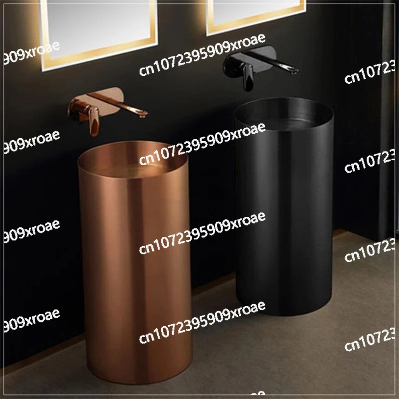 

Stainless Steel Wash Basin Floor-standing+Faucet+Copper Drain+Drain Pipe+70CM Inlet Pipe Light Luxury Bathroom Basin 80*40CM