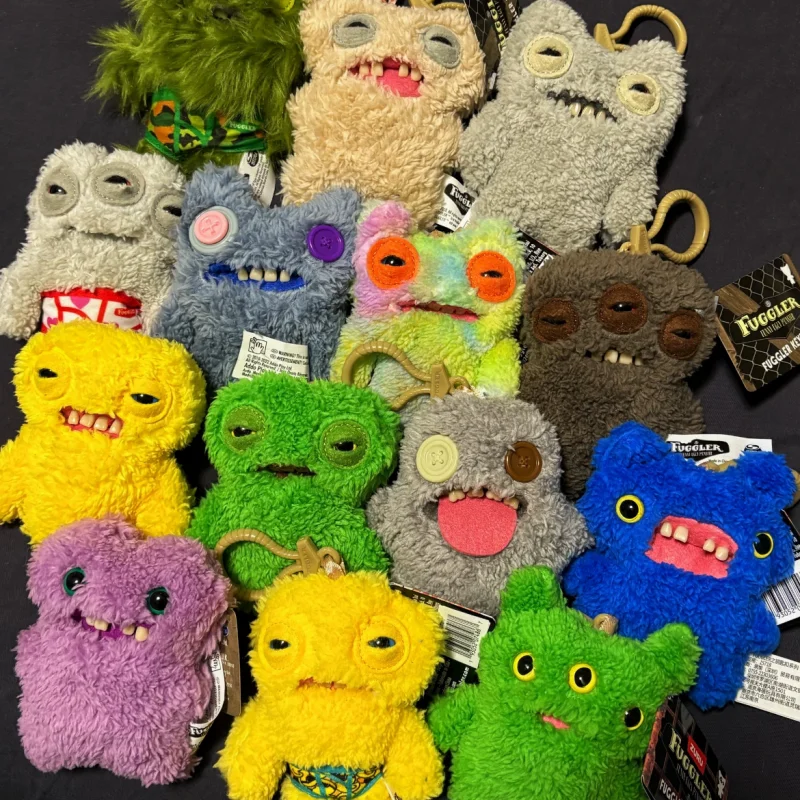 Porte-clés monstre à dents Fuggler Original, jouets en peluche, mignon, à grands yeux, grange, drôle, monstres à dents laides, pendentifs mignons