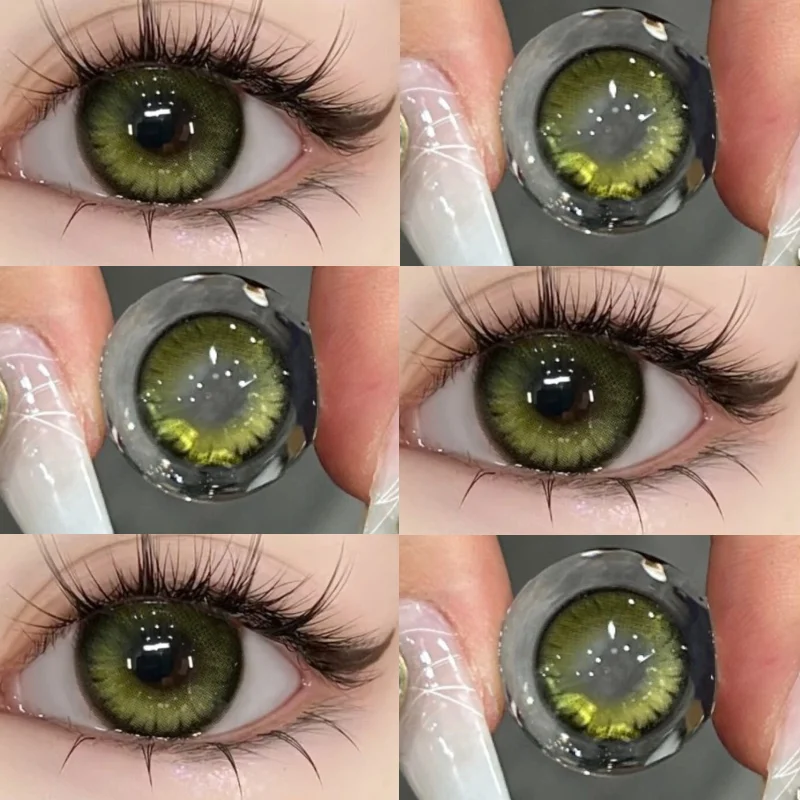 MILL CREEK Lentes de Contato Coloridas Para Olhos Miopia Lente de Contato Verde Natural com Prescrição Beleza Aluno Cosméticos Uso Anual
