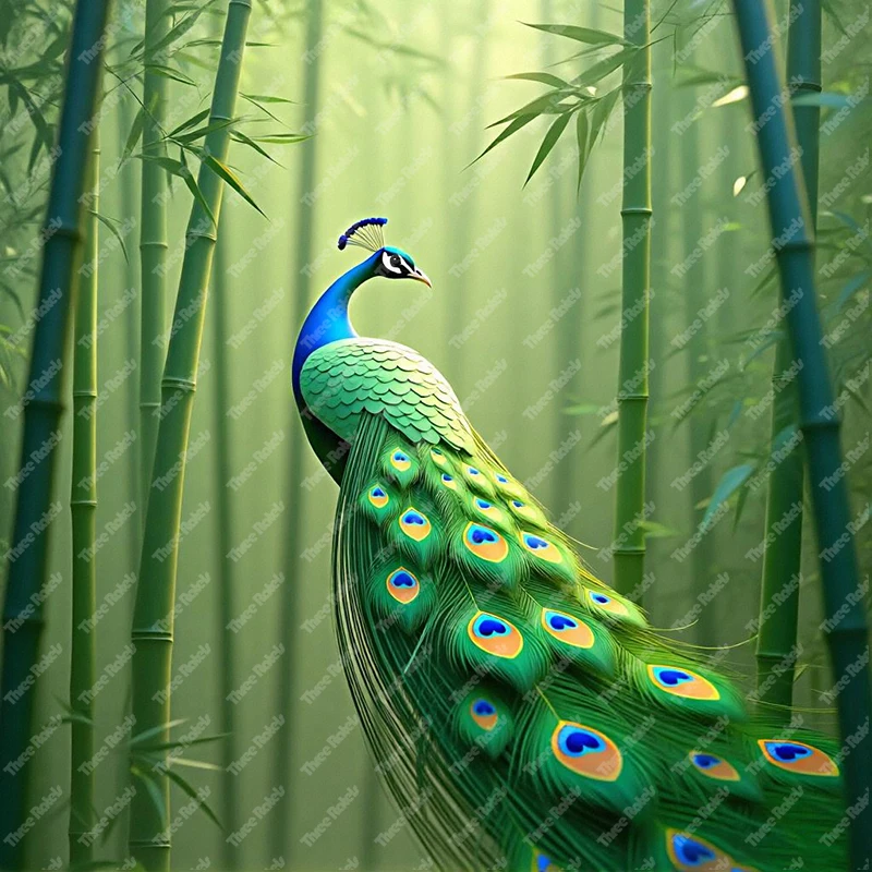 Three Ratels QHD65 Beautiful and mysterious jungle peacock Art stickers for home decoration self-adhesive
