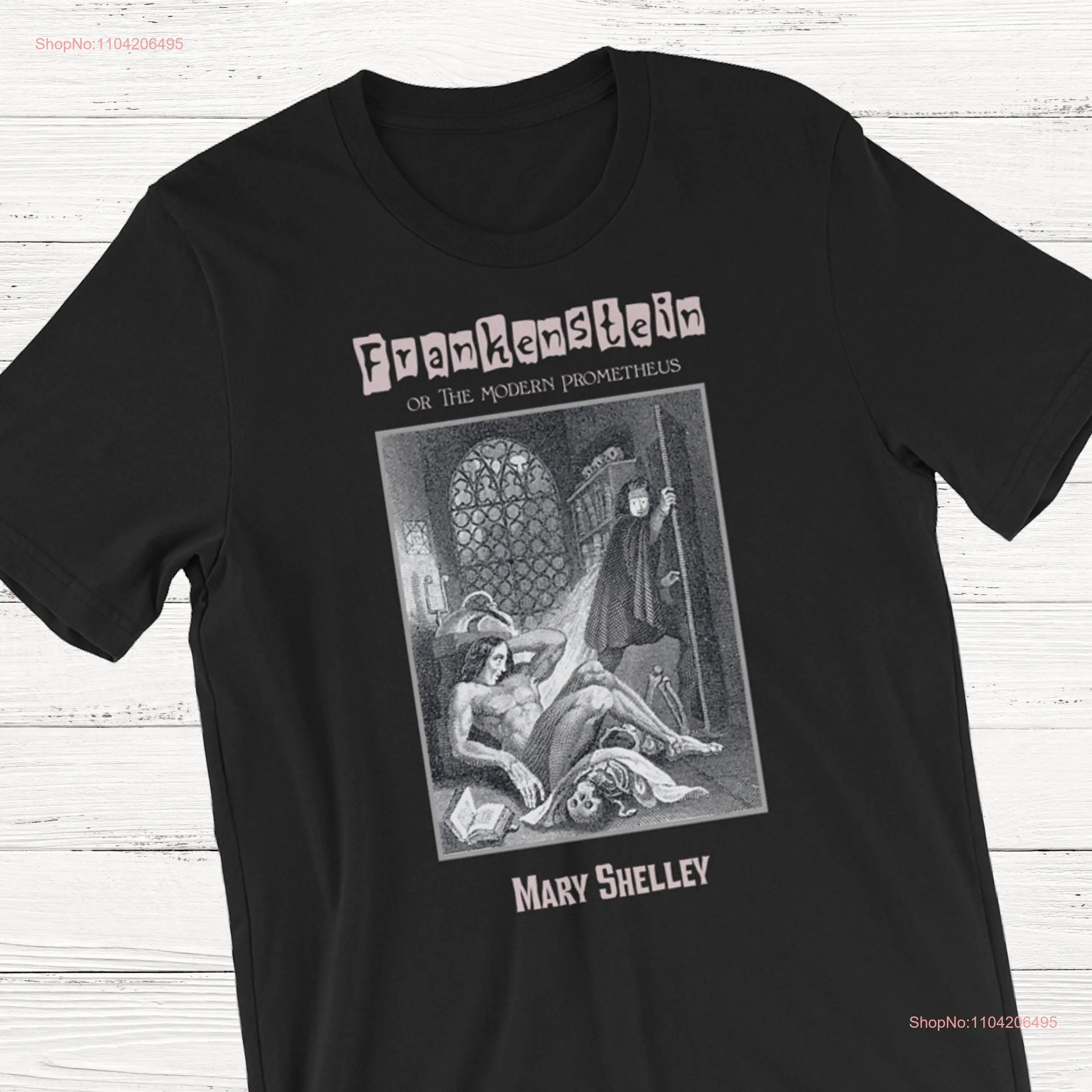 Frankenstein T Shirt The Modern Prometheus Mary Shelley Book Horror Classic Books long or short sleeves