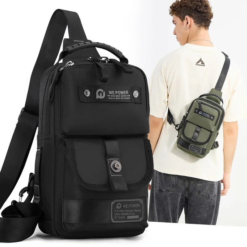 

New men's sports cycling single-shoulder bag, casual outdoor cross-body bag, large-capacity multi-functional chest bag