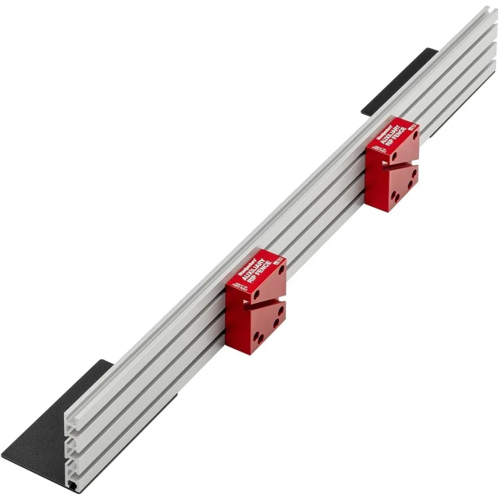 Auxiliary Rip Fence 36 Inch Table Saw Fence Extension Infeed Outfeed Support with T Track Slots and Clamping Blocks