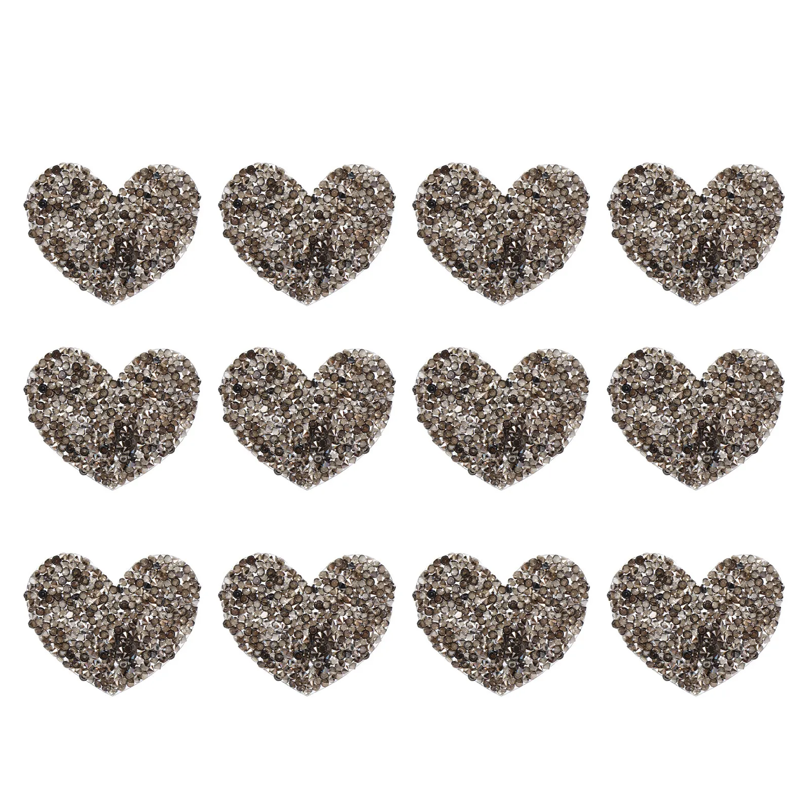 

12Pcs Exquisite Heart Shaped Rhinestone Patches Iron on for Jeans Jackets Tshirts Bags Blankets Wall Art DIY Clothing Decoration