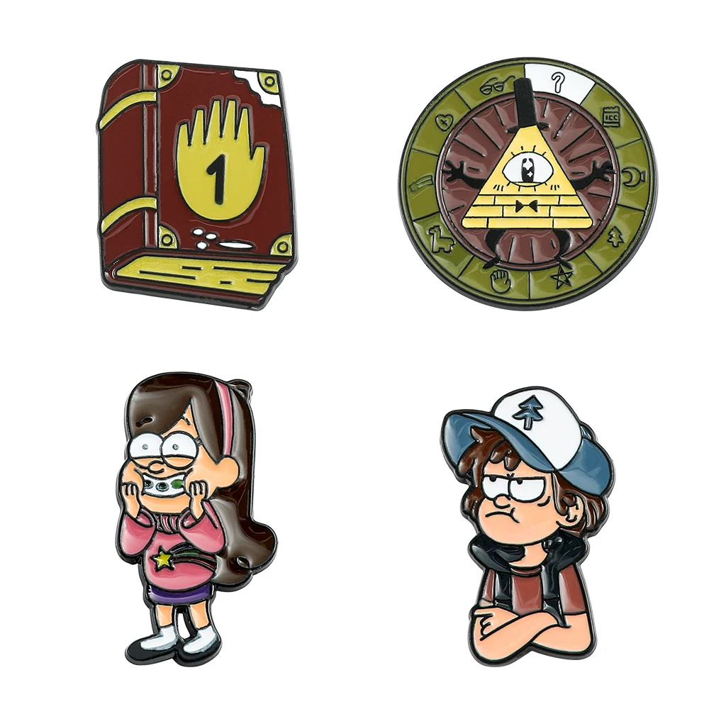 Gravity Falls Przypinki do klapy Disney Anime Figurka Mabel Dipper Pines Odznaka Metalowa emaliowana broszka dla dzieci Prezenty Biżuteria Przypinki