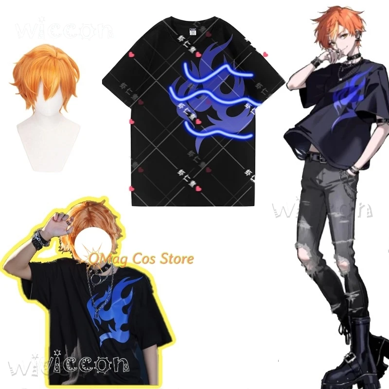 Project Sekai Shinonome Akito Cosplay Costume Wig Black T-skirts Akt Anime Cosplay 2025 Party Halloween PJSK Fans Call Uniform