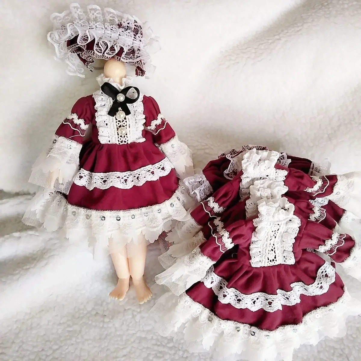 1/6 Doll's Clothes Vintage Maid Clothing for 30cm Bjd Doll Diy Dress Up Play House Girl Toys Fashion Doll Accessories, No Doll