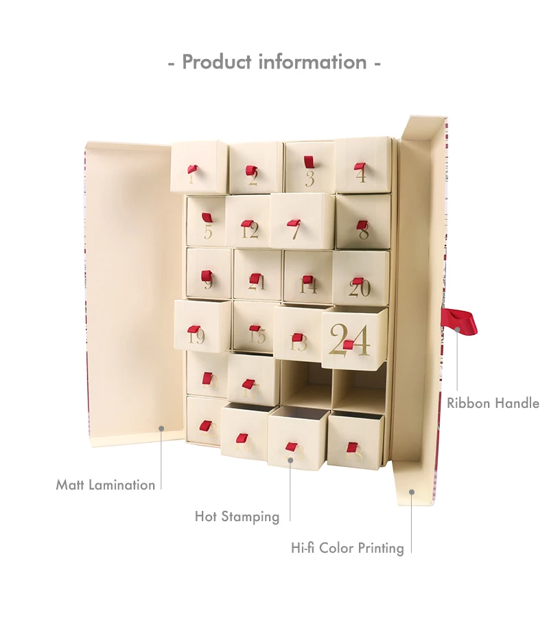 2025Wholesale High Quality Custom Made Advent Calendar Gift Box With Small Drawer Inner Box - Image 6