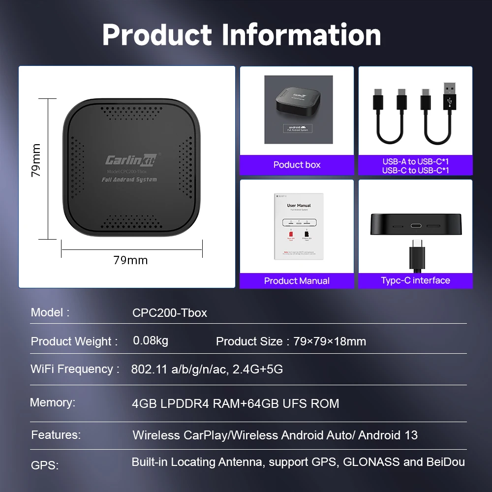 4G+64GB Support SIM Card, Expand Capacity TF Card 128G Ai Box Android