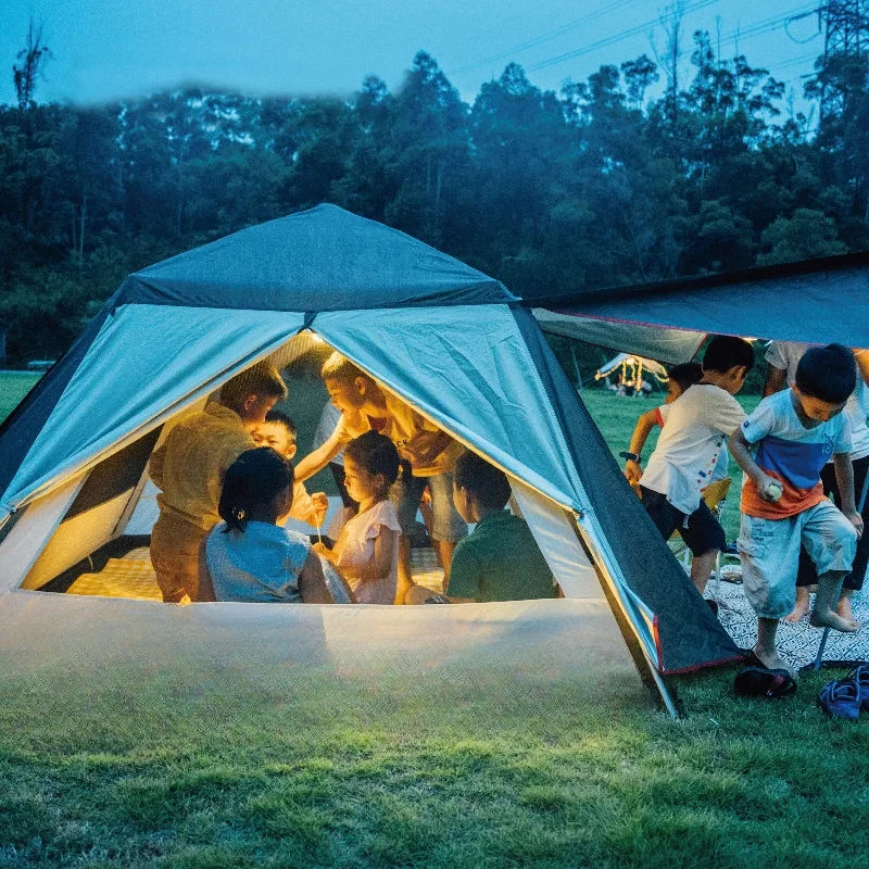 Outdoor camping family fully automatic tent 2-4 people quick open portable folding double-layer rainproof one room one living ro