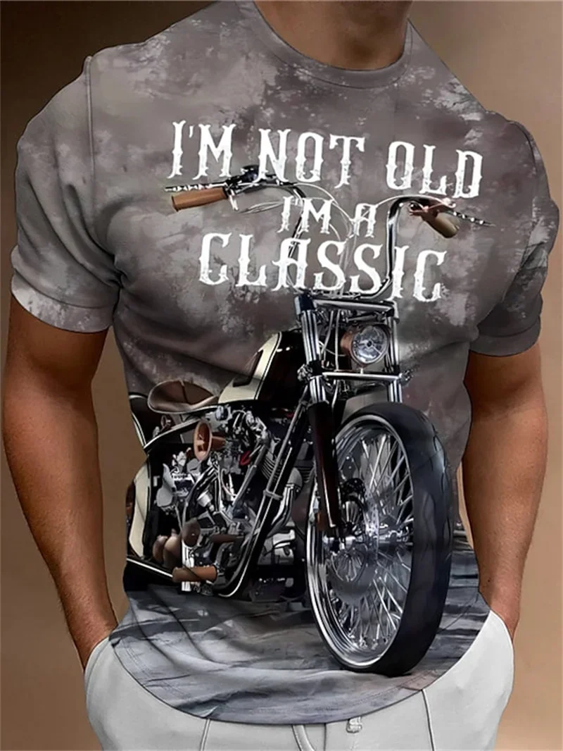 

Motorcycle T-shirt Men 3D Print Short Sleeve Vintage Classics TShirt For Mens Street Ride Biker Shirts Tops Oversized Tee Shirt