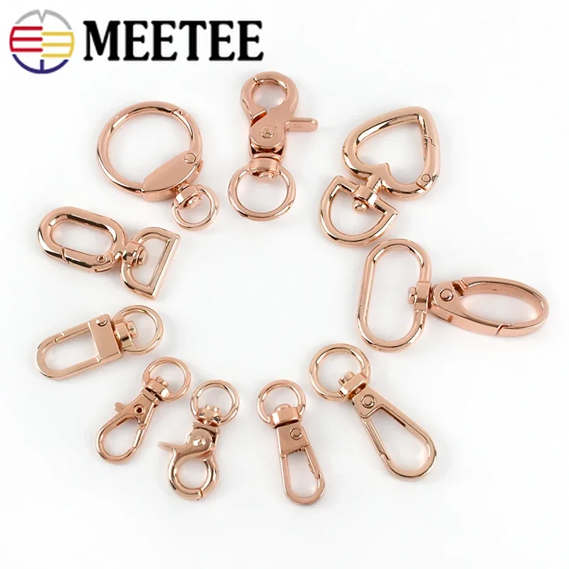 Meetee 10pcs Rose Gold Keychain Hook Metal Lobster Clasp Chain Strap Hang Buckle DIY Key Pendant Clip Hardware Accessories image 3