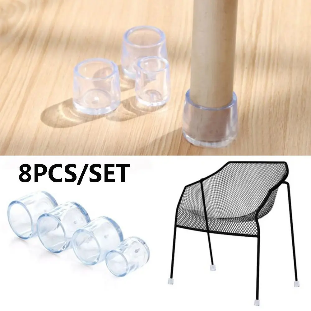 8pcs/set Silicone Chair Leg Caps Feet Pads Furniture Table Covers Socks Floor Protectors Round Bottom Non-Slip Cups