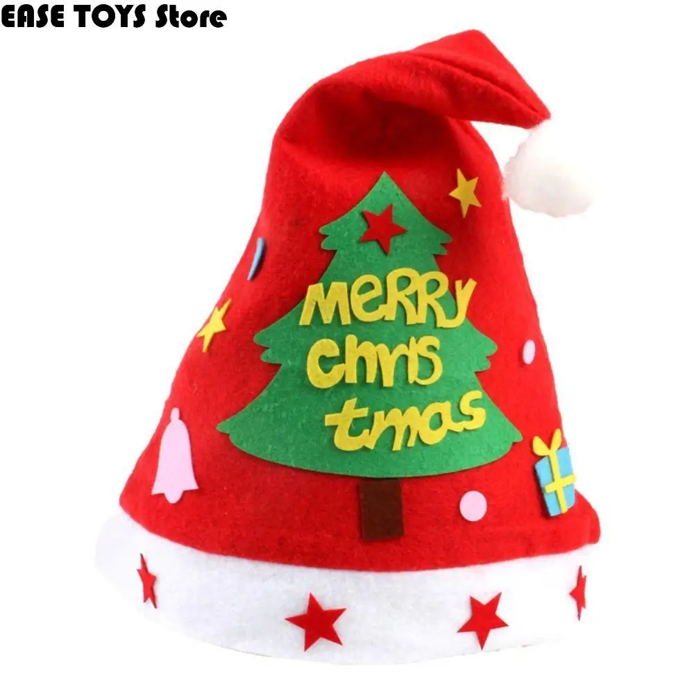 Sombrero de Papá Noel hecho a mano de tela no tejida Kriss Kringle Elk, sombreros artísticos de Navidad para niños, muñeco de nieve, árbol de Navidad, sombrero Kriss Kringle para niños pequeños