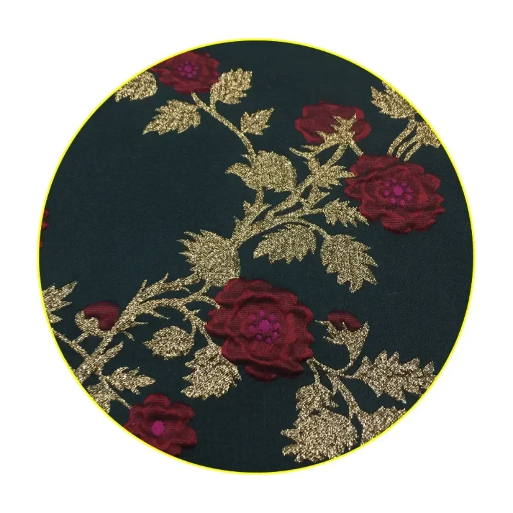 

Gilded Brocade Jacquard Fabric Vintage Flower Yarn Dyed Dress Trench Coat Clothing Cloth Brand Fashion Design Sewing Wholesale