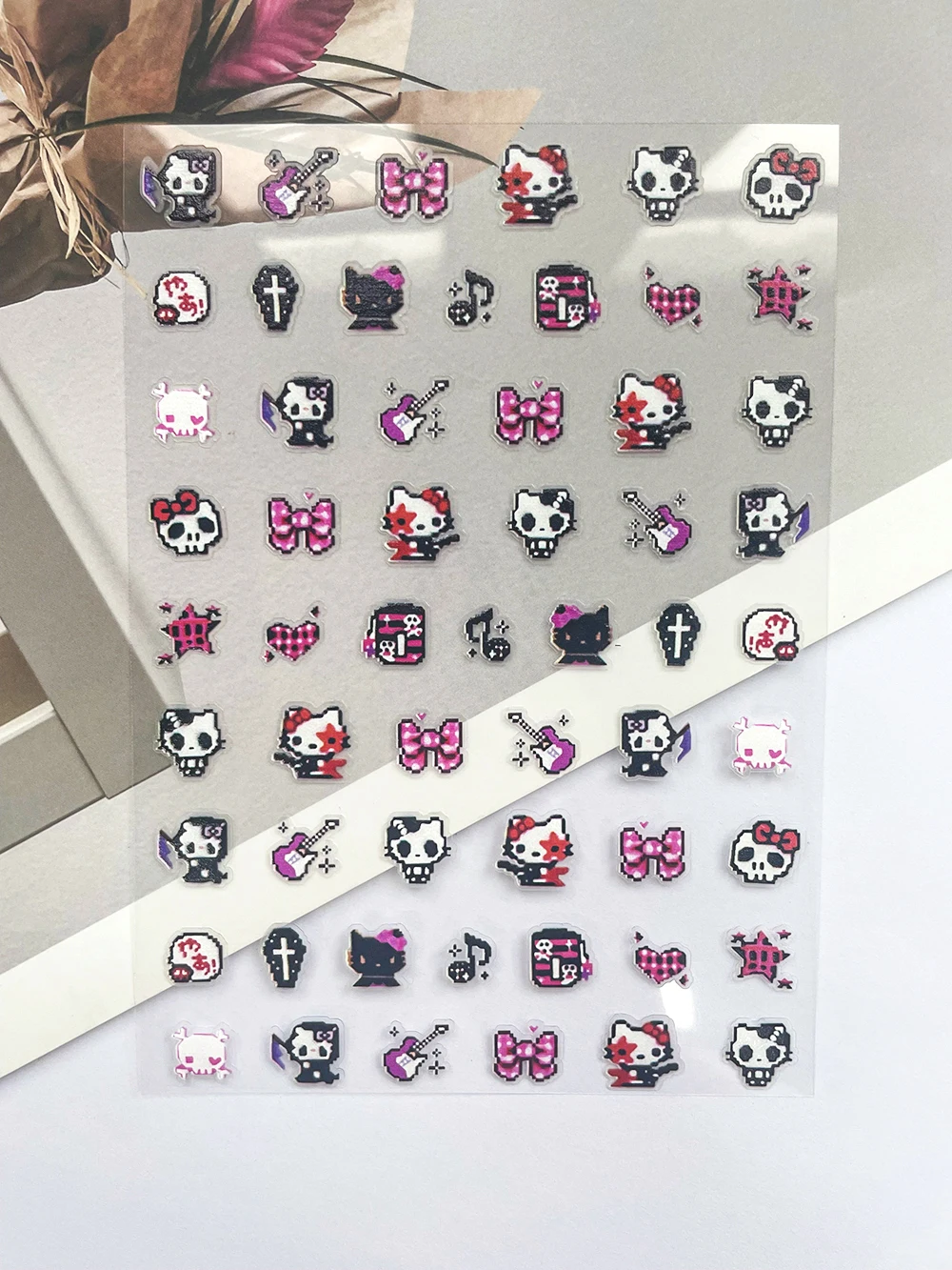 1 قطعة بولي كلوريد الفينيل سيقان طويلة صغيرة Hellokitty المشارك السلع ملصقات مسمار الفن Diy بها بنفسك سماعة غطاء الغيتار دفتر ملصقات مقاومة للماء الهدايا