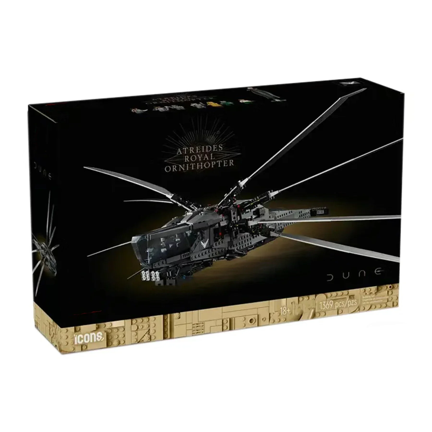 

ICONS Movie Dune Atreides Royal Ornithopter 10327 Space Dragonfly Plane Arrakis Planet Aircraft Building Blocks Toy Gift