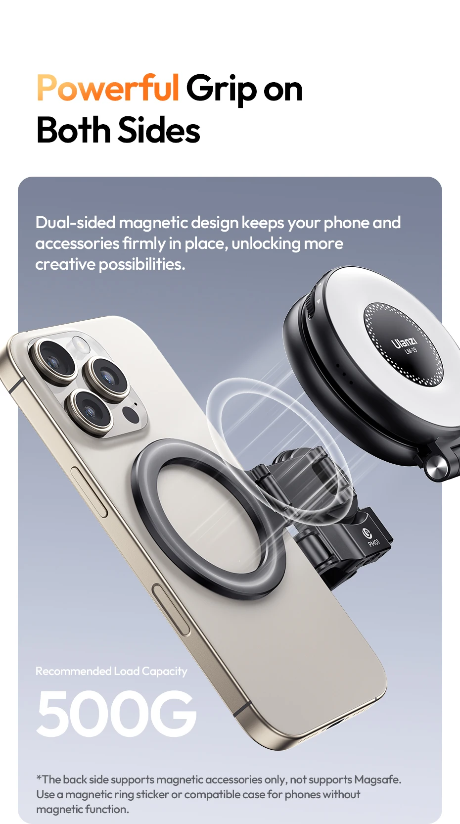 � Ulanzi PM01 Pocket 3 Magnetischer Erweiterungsadapter für Pocket3 Handyhalter für iPhone 16 15 14 13 Vlog Kit – Detail 6