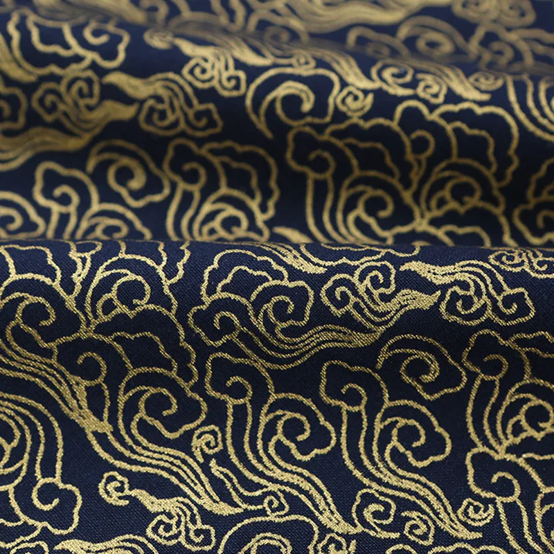 Paño de bronce 100% algodón para Hanfu DIY, kimono japonés, bolsas de costura, ropa, patchwork, tapizado, tela azul marino, artesanía de algodón