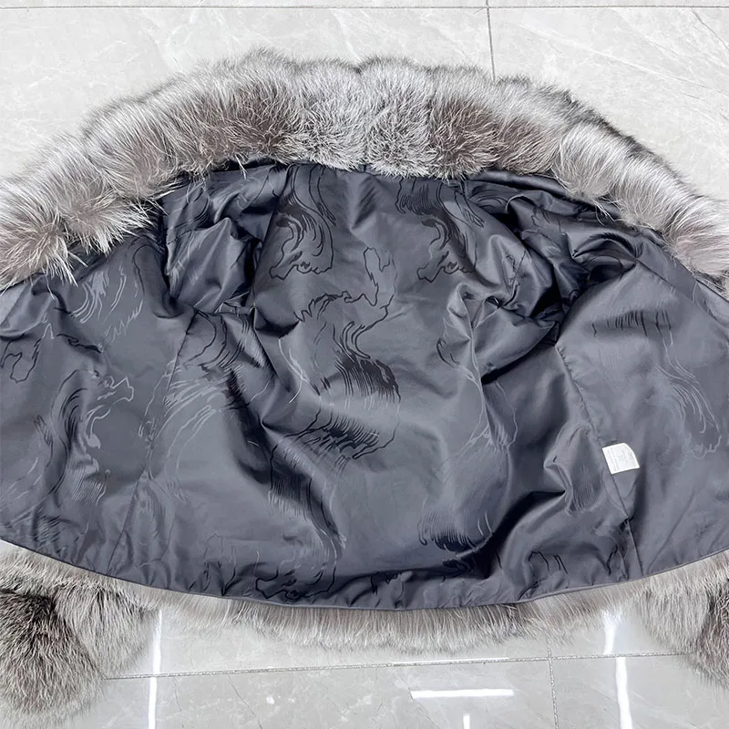 2025 Real Fox Fur Women Jacket Real Silver Fur Thick Warm Female Long Sleeves Natural Fur Luxury Coats with Collar Outerwear