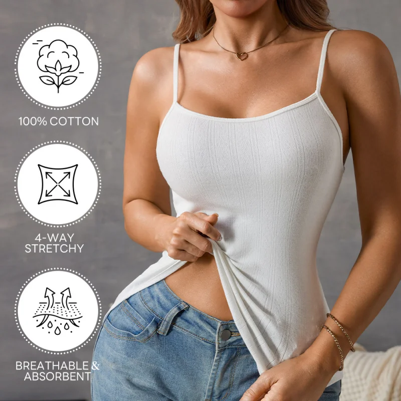 Women Tank Top Strap Slim Top for Summer Fashion Versatile Casual Breathable Micro Elastic Fabric Sleeveless Strap Top