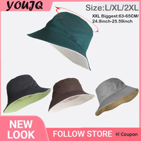 Enlarged Deepening XXL Size 65cm Bucket Cap Women Big Head Double-sided Panama Fisherman Men Large Size Tide Hip Hop Sun Hat