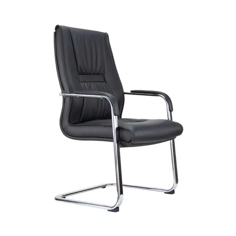High Quality Chrome Bow Leg Office Meeting Chair PU Leather Negotiation Seating for Guest Visitors Conference Room Use