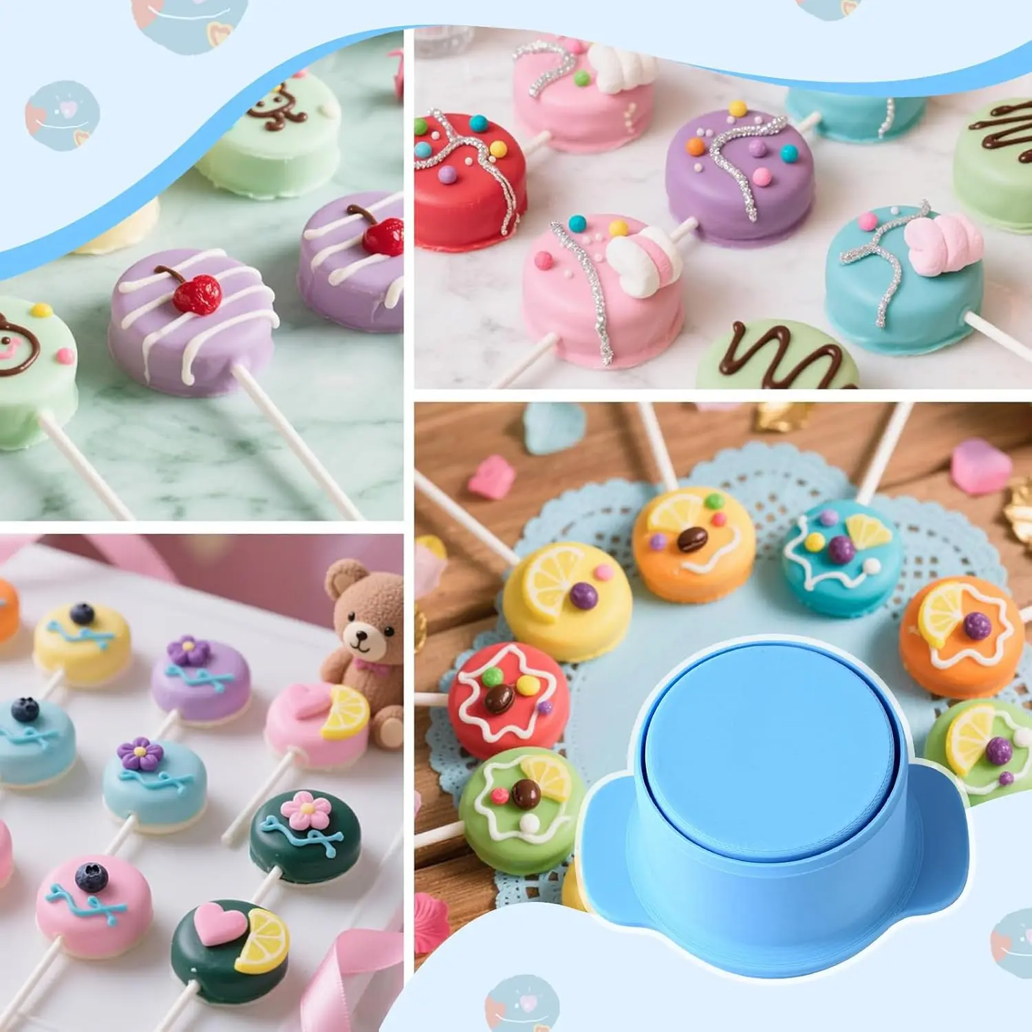 

3D Printed Cake Stick Mold Shape Stamping Set, Baking Tools for Home Baking, Birthday Party, Wedding Desserts