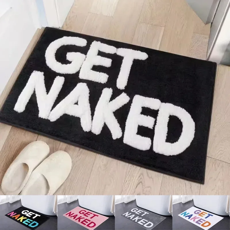 1PC Get Naked Bath Mat 40x60cm 50x80cm Fluffy Microfiber Kids Bath Mat Non Slip Bathroom Floor Mat Black and White Washable Rug