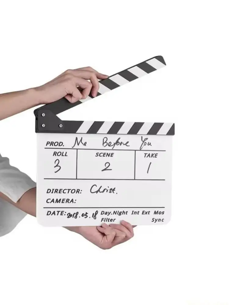 M5TD Acrylic Clapperboard 12x10in Small Size for TV Film Movie Director Cut Action Scene Dryed Erase Clapper Board