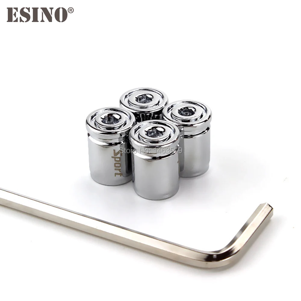 4 x Newest Chrome Silver Car Styling Anti-theft Stainless Wheel Tire Valve Stem Caps Zinc Alloy Wheel Tire Stem Air Valve Caps