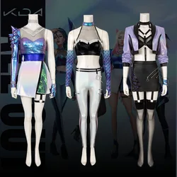Game LOL Ahri Costume League of Legends K/DA Cosplay The Nine-Tailed Fox All Out KDA Uniform Outfits Sexy Skirt Wig Halloween