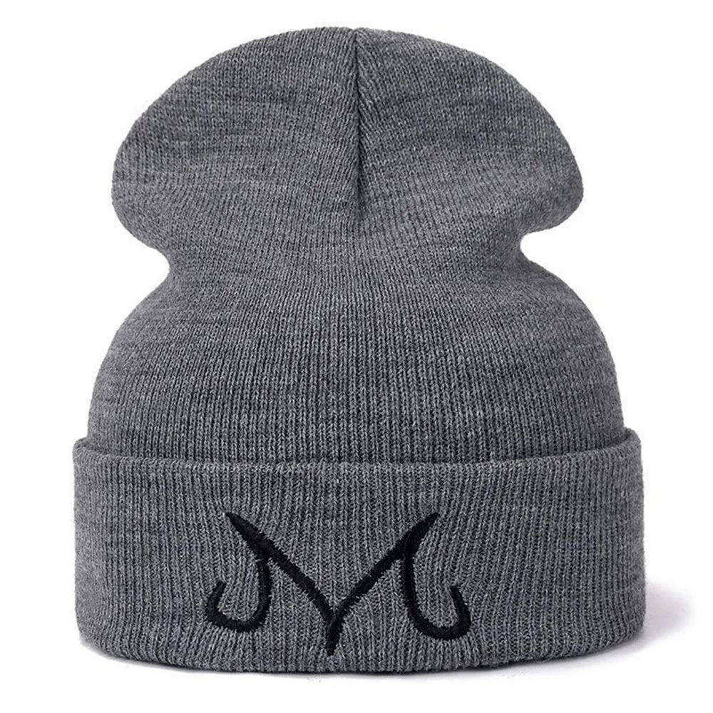 New Dragon Ball Majin Buu Letter M Beanie Hat Women Men Knitted Warm Winter Plush Hats Cosplay Hat