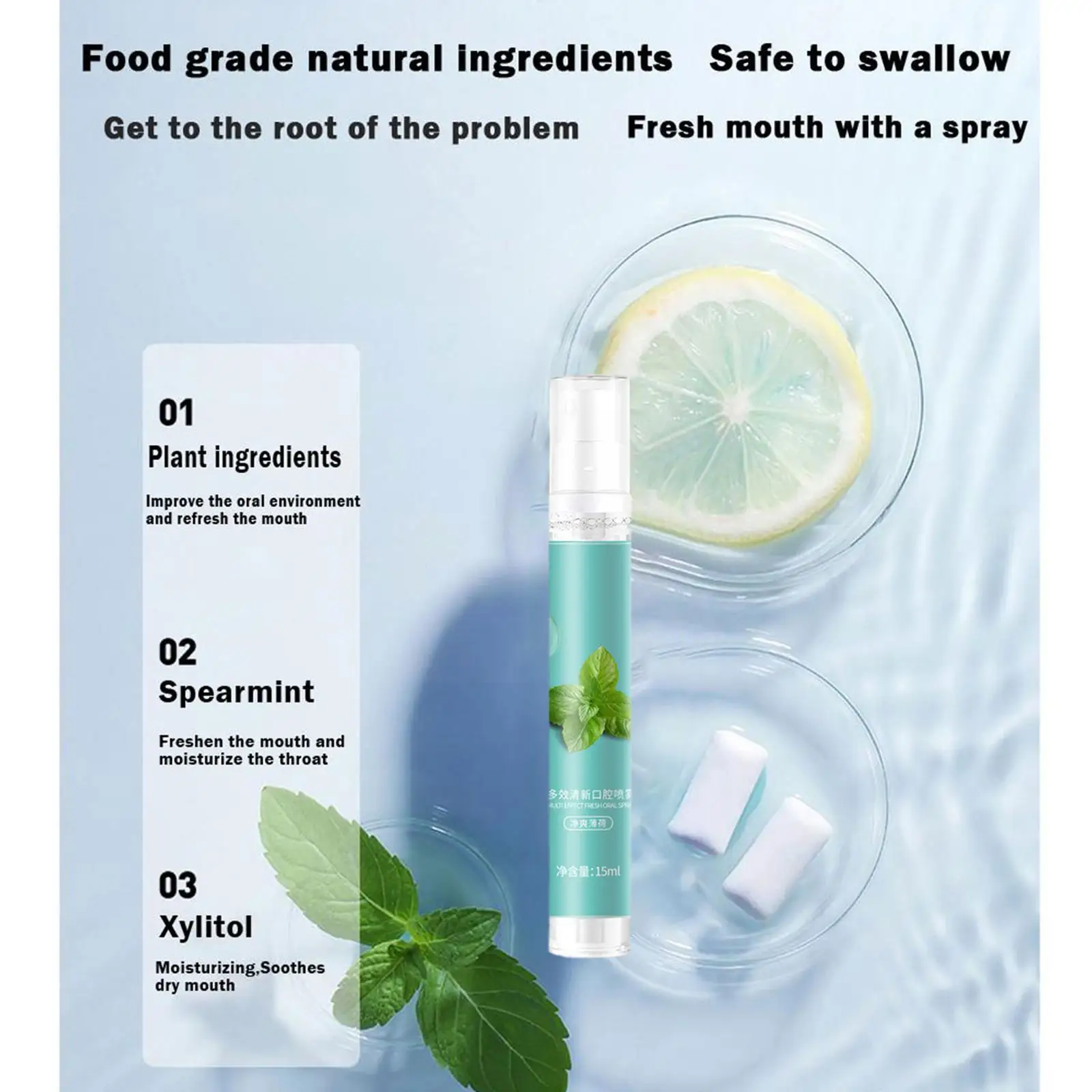 رذاذ برائحة التنفس المعطر رذاذ الخوخ والنعناع نكهة تقبيل الذكور العناية بالرش النظافة المحمولة قطعة أثرية الإناث W3v3