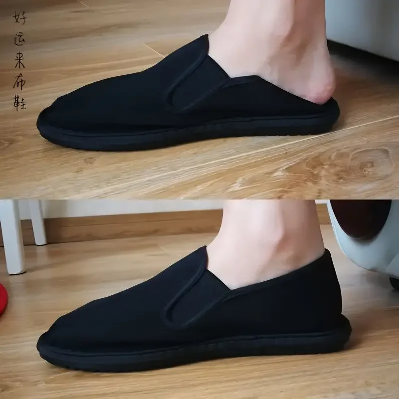 

Vintage Canvas Wing Chun Kungfu Shoes Black Chinese Traditional Shoes Wushu Tai Chi Old Peking Shoes Martial Art Sneaker