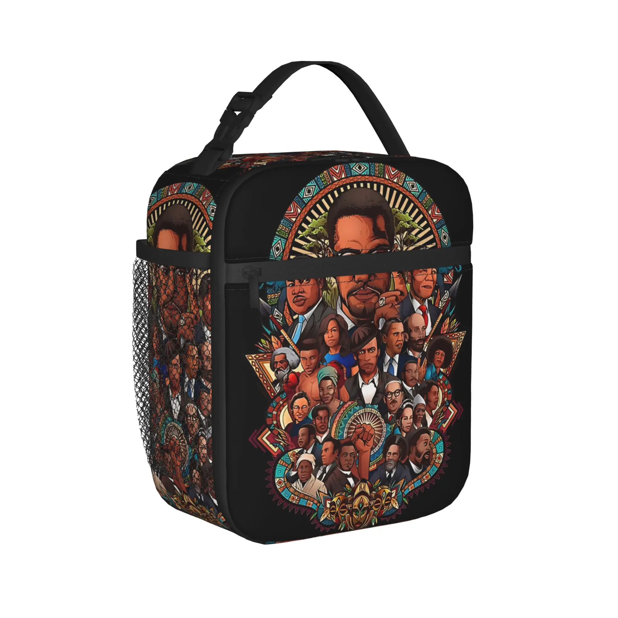 Black History Month  Black Leaders Insulated Lunch Bags Portable  Meal Container Thermal Bag Tote Lunch Box Food Handbags