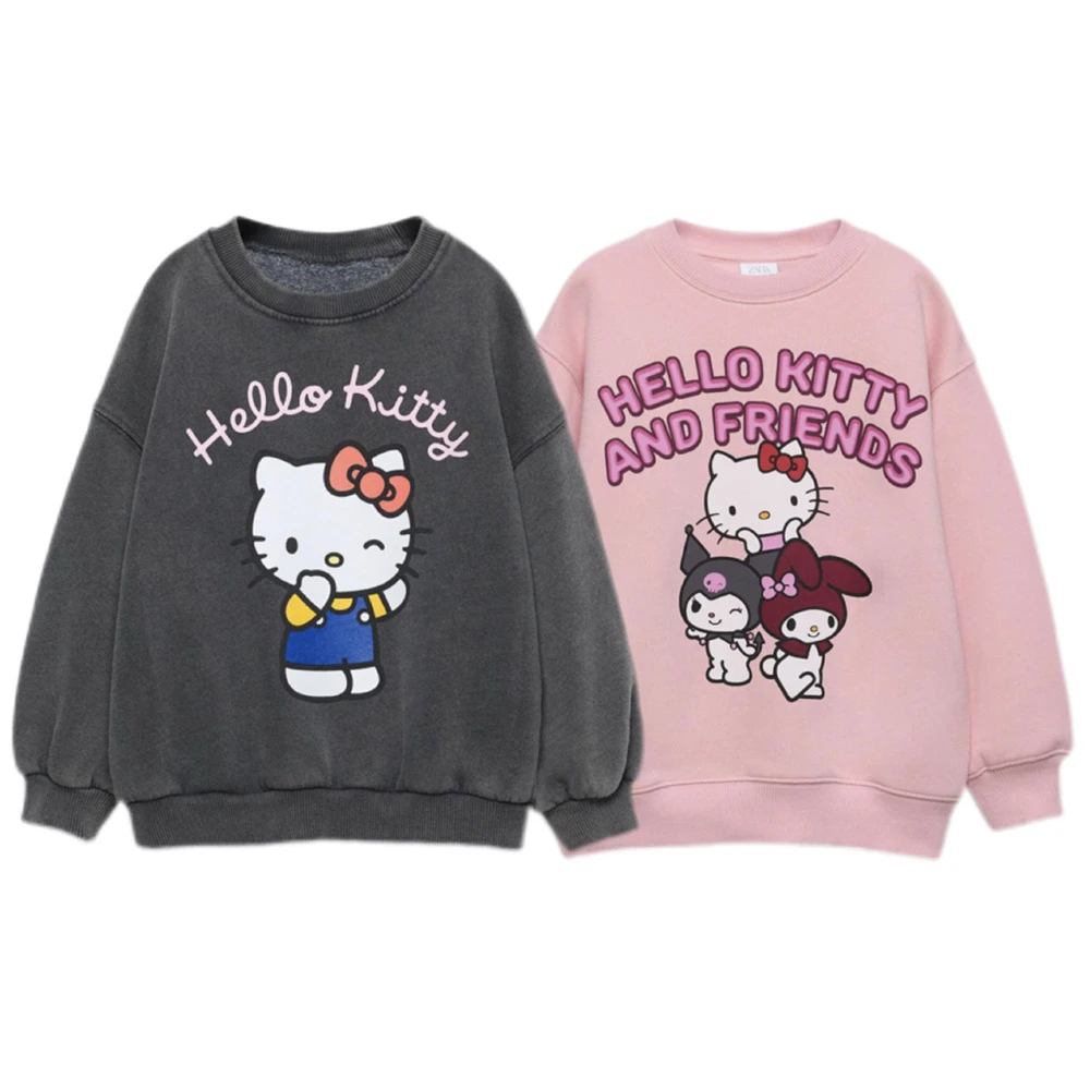 

Cute Sweatshirts 2025 Autumn Kids Clothing Cartoon Printed Hoodies Solid Color All-match Tops 0-6Years Old Child Long Sleeve