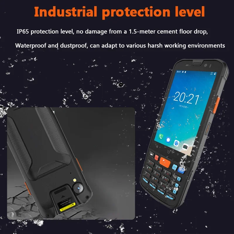 4G Rugged PDA Industrial Android 11 RAM/ROM 4GB+64GB Handheld Terminal with 1D Barcode QR Scanner Data Collector 5000mAh Device