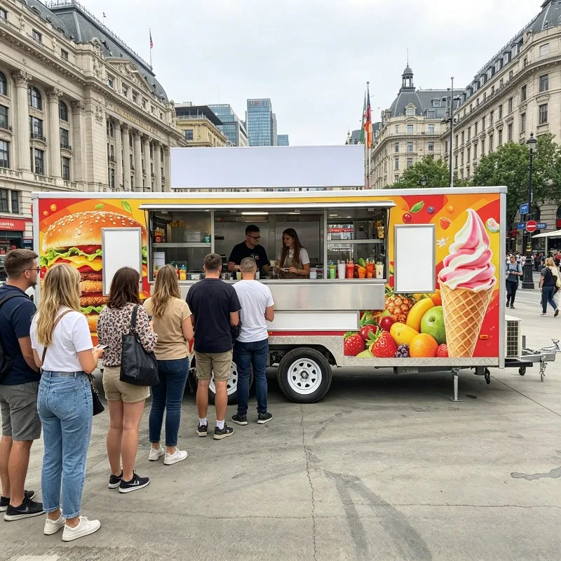 Food Trailer Mobile Catering Trailer with Versatile Equipment and Customized Menu Options for Food Festivals